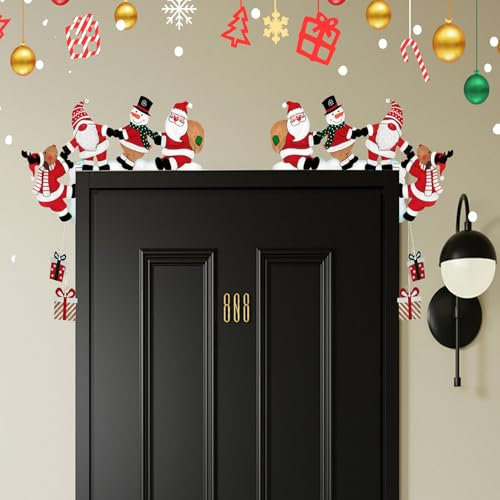 ACAREY 2 Stück Türrahmen Weihnachtsdeko, Weihnachtsmann weihnachtsdeko Tür, Türdeko Weihnachten aus Holz, Weihnachtsdeko Innen für Wände Türen und Fenster Weihnachtsecktürrahmen Deko (Links+Rechts)