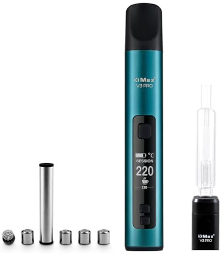 XMAX V3 Pro Premium 3-in1 Dry Herb, Wax, Concentrate Vaporiser by Captivate, Removable Battery, 5x Storage Capsules and Water Bubbler for Cooled Vapour **Includes Bubbler and Dosing Capsules** Blue