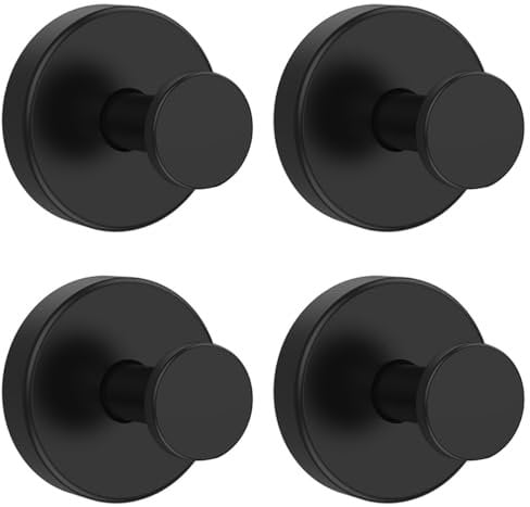 Drenky Suction Cup Hooks 4 Pack Sucker Hook for Bathroom 304 Stainless Steel Removable and Reusable for Hanging Towels, Mounting on Glass Shower Doors, Tile, Black