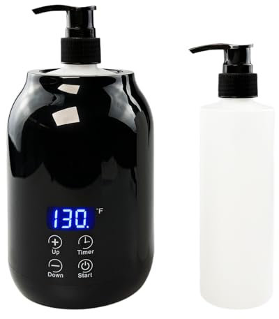 Massageöl Wärmer, Einstellbare Massageölwärmer 30-65° mit 2 Ölflaschenspender und Lotion Wärmer LED Anzeige, Gel Ölwärmer Flaschenwärmer Öl-Heizgerät Heizung für Spa Salon Massageöl Spenderheizung