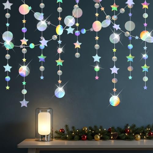 Schillernde Partydekorationen, Kaluofan Kreis Stern Girlande, schillernde hängende Sterne Party Dekorationen für Geburtstag Bachelorette Baby Shower Hochzeit Abschlussfeiern