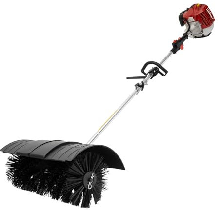 52CC 2-Stroke Handheld Sweeper 2.3HP Gas Power Sweeper,Gas Powered Brush Broom,Petrol Powered Sweeper,Grass Sweeping Brush Cleaner Driveway Turf Snow