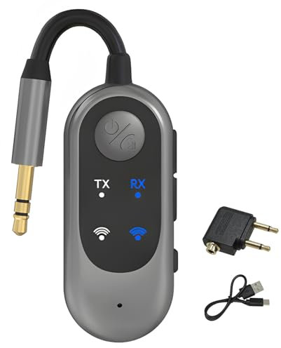 Sharelove 2 in 1 Bluetooth Transmitter 5.3 Bluetooth Receiver, Practical Aux Bluetooth Adapter, Bluetooth Transmitter for TV Headphones with 3.5mm Aux Audio Jack for Flight Home Stereo PC Car Speakers