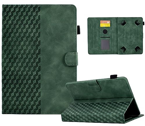 Funda Universal para Tableta de 10 Pulgadas, Funda Retro Carcasa Cuero con Función de Soporte/Cartera para 10 Pulgadas Tablet, Verde