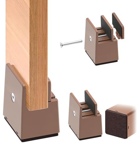 Lot de 4 rehausseurs de meubles réglables avec pince à vis - 5 cm - Pour canapé, table et lit - Pour meubles de 10 à 37 mm de large