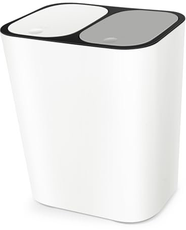 CLISPEED Poubelle à Double Compartiment 30L Cuisine Poubelle en Plastique Anti-Odeur Conteneur à Déchets Domestique Accessoire Pratique la Cuisine