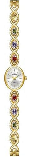 ALANTOP Elegante Frauen Kleid Uhr Bunte Kristall Oval Armband Damen Quarz Wasserdicht Anmutige Armbanduhr Anpassung Werkzeug Enthalten