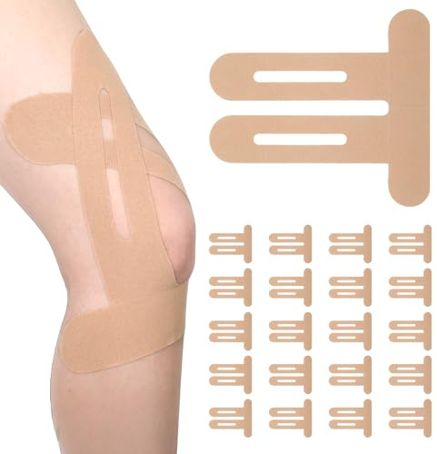 20 Stück Kinesiologie Tape PreCut Kinesiotapes, Knie Tape, Kinesiotapes Vorgeschnitten Kniebandage, Wasserfestes Elastisches Physio Tape für Knieschmerzen, Sport (Hautfarbe)