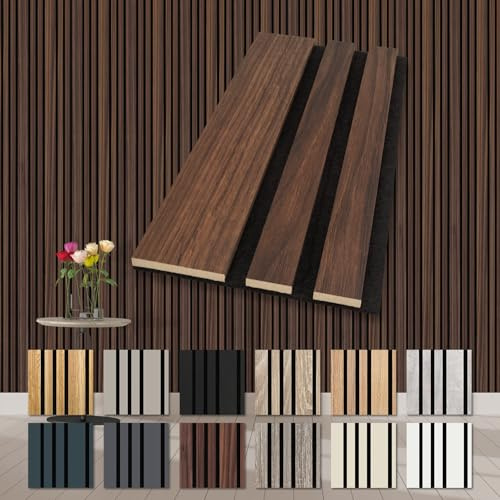 HEXIM Akustikpaneele Holz Musterstück Mila - flexible Wandpaneele Wanddeko Holzpaneele Wand Kombipaneel Wandverkleidung innen Schalldämmung Akustikfilz rot/braun Catania Oak