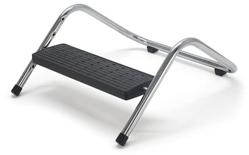 Repose Pieds de Bureau Réglable – Réglable 4 Hauteurs - Plateau Articulé toutes inclinaisons Antidérapant – Structure Acier Chromé –Ergonomie et Confort au Travail