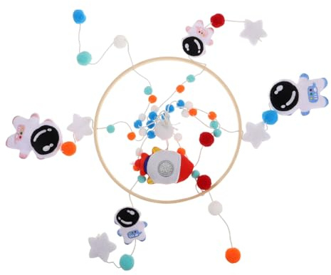 WEKAMOS Handgefertigtes Babybett Mobile Weltraum Design aus Filz mit Raketen und Sternen Hängende Kinderzimmerdekoration für Babys Beruhigende Visuelle Stimulation