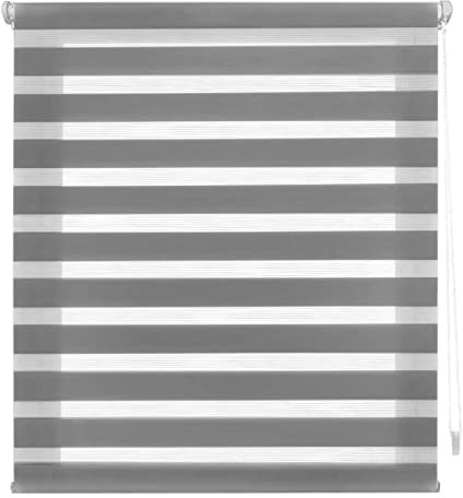 Doppelschichtrollo 130x300cm - ohne Bohren, einfache Installation, Doppelrollo mit Montage-Kit für Wohnzimmer, Schlafzimmer, Küche, stilvolles Dunkelgrau