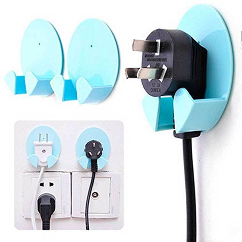 Kit 2 x Support pour accrocher prise électrique fiche mural adhésif crochet Patère