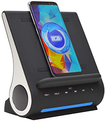 AZPEN Dockall D108 Wireless Charging Dock with Upgraded Bluetooth Speakers Wireless Charging for iPhone and Samsung