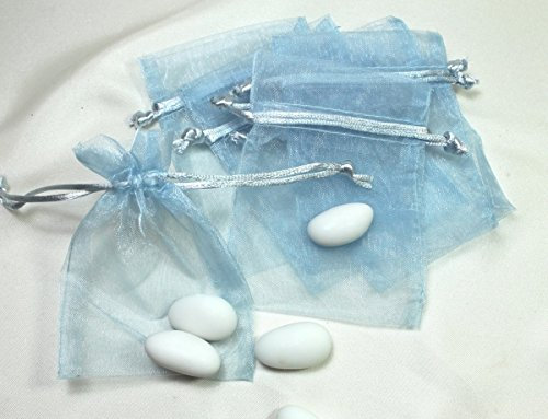 wertheim-deko 12 Organzabeutel Organzasäckchen hellblau Taufe Geburt