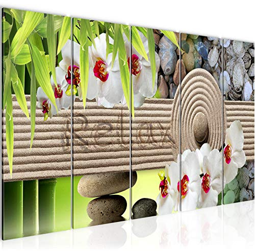 Runa Art Bild Feng Shui Orchidee Wandbilder auf Vlies Leinwand 5 Teilig Wanddekoration Wohnzimmer Schlafzimmer 502956a