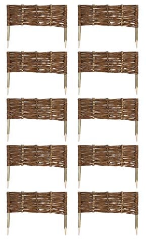 MC.Sammler 10 x Beeteinfassung aus Weide 16 Größen (Länge: 60 cm Höhe: 20 cm) Weidenzaun Rasenkante Beetbegrenzung Steckzaun imprägniert mit Buchepflöcken für leichtes Einsetzen Palisade