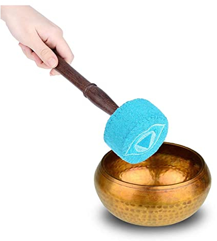 Tibetan Singing Bowl Striker Mallet Hand Made Hard Wood Felted Mallet Stick Buddhism Attachment(Light Blue)