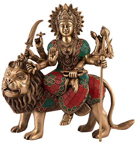 Fasherati 11 Large Durga Idol Hindu Goddess Brass Sculpture Maa Durga Kali Statue Diwali Decor Gifts