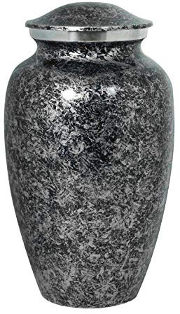 Urne für menschliche Asche Erwachsene, Beerdigung, große Asche, Cremationsurne eine schöne und umständliche Ihre Liebsten, einfarbiges Design, Maße: 25,4 x 17,8 cm, schwarz/silber