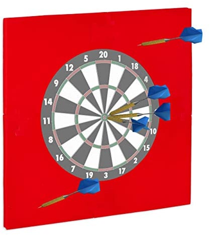 Relaxdays R6 dartboard surround, wall protection for 45 cm dartboard, EVA foam, dart backboard, red