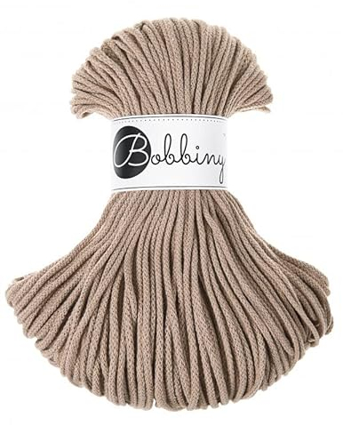 Bobbiny Junior Makramee-Schnur, geflochten, 3 mm, Sandfarben, 100 m