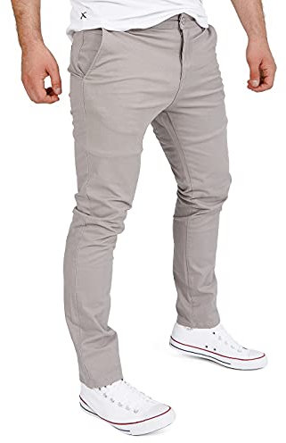 WOTEGA Glenn - Moderne Baumwoll Chino Cargo Hose Männer - Herrenhose Slim Fit mit Stretch, Grau (Steeple Gray 171500), W32/L30
