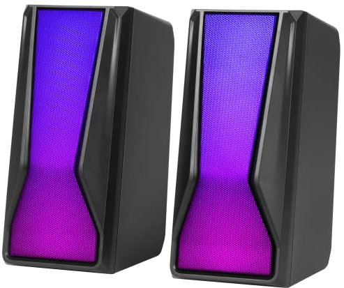 MARVO Haut Parleur PC, Enceinte PC Gamer Enceintes Odinateur 2.0 10W USB Haut-Parleur Gaming Prise Jack 3.5MM avec LED Luminuse RGB Volume Contrôle Baffle pour TV PC Ordinateur de Bureau