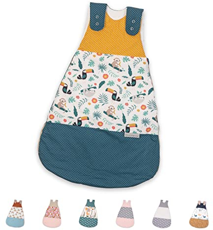 ULLENBOOM Sommerschlafsack Baby Dschungel (Made in EU) - Aus OEKO-TEX Materialien - 0,5 TOG, Schlafsack für Babys und Neugeborene, Größe: 56/62, 0-3 Monate