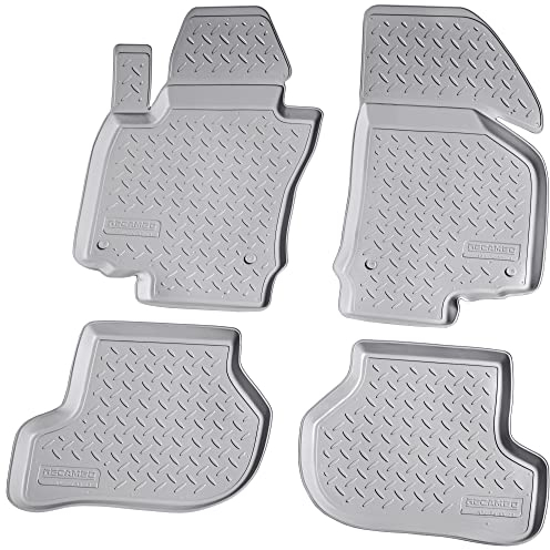 Recambo 3D Gummi Fußmatten kompatibel für VW Golf Plus | BJ 2004-2014 | Auto Gummimatten | Passgenau | mit Rand | grau