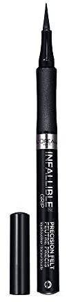 L'Oreal Paris L'Oreal Paris Infallible Grip Precision Filz-Eyeliner, wischfest, langlebig, wasserfest, Schwarz, 0,9 ml