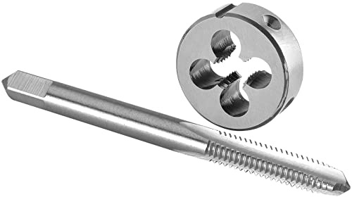 Burkit M6 x 0,5 Gewindebohrer und Schneideisen Set Linkshänder, M6 x 0,5 Maschinengewindebohrer und runde Schneideisen