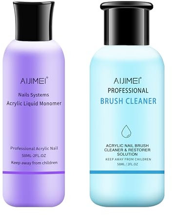 AIJIMEI Acrylic Nail Kit: 58ml Acrylic Monomer Liquid & Brush Cleaner, Nail Art Tools for Nail & DIY Manicure