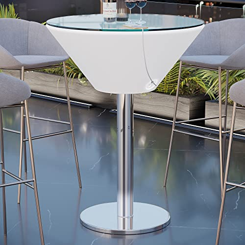 GGMMÖBEL Martini | LED Club Stehtisch | Ø:H 70 x 108 cm | RGB | Akku | LED Club Bartisch