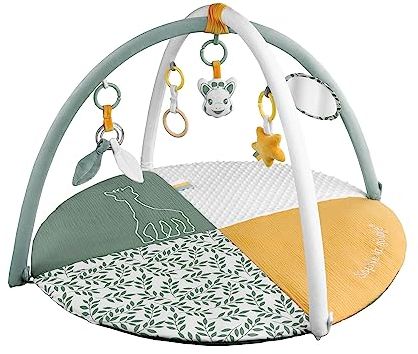 Sophie la Girafe - Tapis d'Eveil 2 en 1 Recto Verso - Tapis de Jeux - Tapis photo âge étape - Set d'activité pour enfant - Arches amovibles avec Activités Ludique, Multicolore, Taille unique
