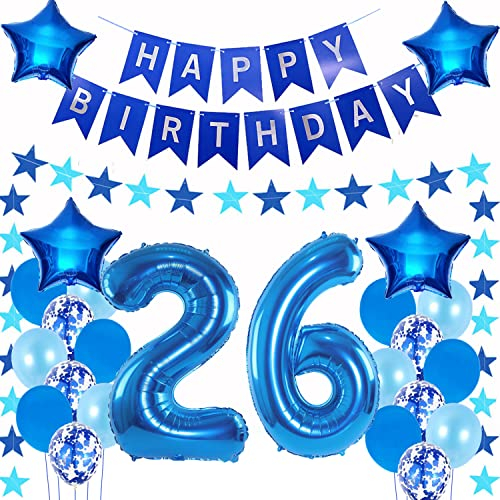 Luftballons 26. geburtstag mann deko blau,Geburtstagsdeko 26 jahre mann,Folienballon 26 Geburtstag Dekoration männer,deko 26. Geburtstag Mann Deko blau,geburtstags banner 26 geburtstag deko