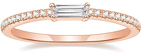Titaniumcentral Ringe Damen Vorsteckring Schmal Ewigkeitsringe Baguette-Schnitt Zirkonia Verlobungsringe Eheringe Trauringe (Rosegold,60 (19.1))