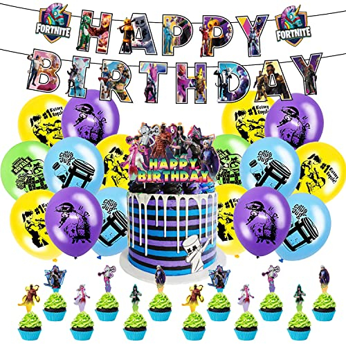 Geburtstag Decorations 32 Pcs,Geburtstag Luftballons,Party Dekoration,Geburtstag Banner,Party Ballon Dekoration,Cupcake Topper,Jungen Mädchen zum Geburtstag Party