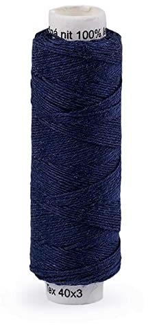 50m Nähgarn Leinen-Garn Leinenzwirn Klöppelgarn Nähfaden Leinengarn Farbwahl, Farbe:marineblau
