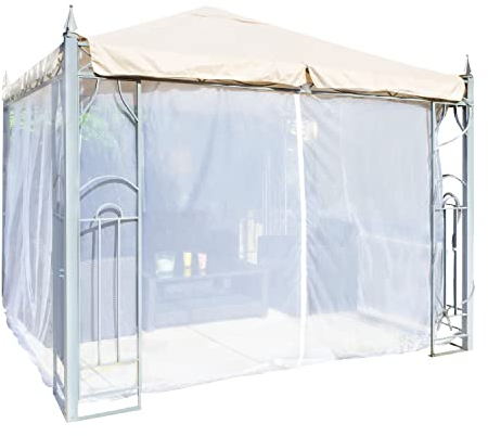 Kastenförmiges Moskitonetz für Pavillon Terrasse Lodge oder Balkon im Transportbeutel für Reisen (400x400, weiß)
