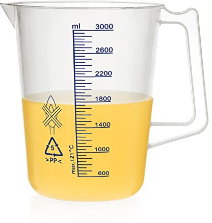 ULAB Scientific Beakers, Plastic Beakers with Handle, Printed Graduation in Blue, Vol. 3000ml(101oz), UBP1019