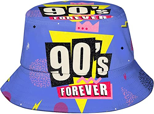 Retro 80er 90er Jahre Fischerhut für Damen und Herren, Sommer Fischermütze, Reise Strandhut, Mode verstaubarer Sonnenhut für Erwachsene und Jugendliche, Retro 80er 90er 1, One size