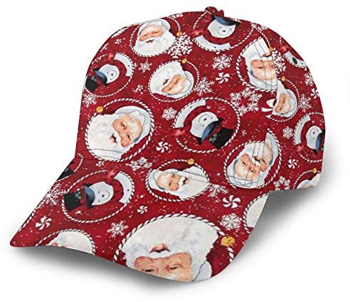 QQIAEJIA Happy Santas & Snowmen Xmas Baseball Cap Sommer Caps Vintage Dad Cap Unisex Snapback Trucker Hat, Siehe Abbildung, One size