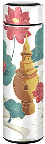 KAAVIYO Blume Lotusblatt Ofen Wasserflasche Wasserkanne Edelstahl Isolierte Isolierflasche Auslaufsicher