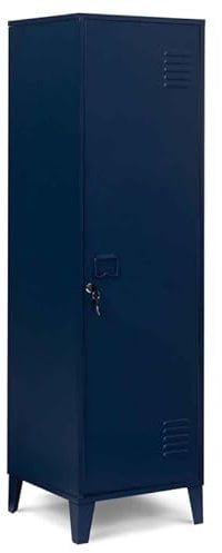 IDMarket - Armoire vestiaire ESTER porte métal bleu foncé design industriel