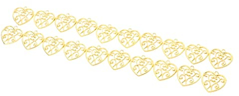 Seasaww 20 Stück antike filigrane hohle Herzanhänger DIY Handwerk, Gold,, Wie beschrieben, Kein Edelstein