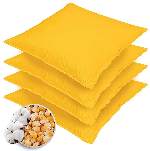 Herbalind Original Cornhole Bean Bag Set (4er Set) - 4 hochwertige Wurfsäckchen 15x15cm, perfekt für das Cornhole Board Spiel, Bezug aus 100% Baumwolle mit 400g Mais gefüllt - (4 Gelb)