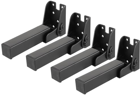 YOUNTHYE Lot de 4 pieds de table pliables de 15 cm - Noir - Pieds de meuble de rechange en métal pour lit, armoire, ordinateur portable, canapé, meubles de bricolage