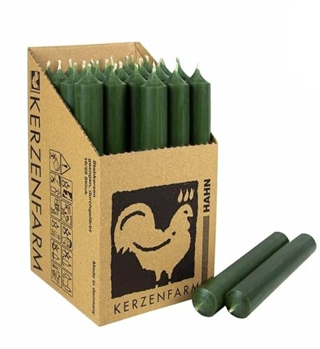 Stabkerzen 10 Stück Tafelkerzen durchgehend gefärbt Spitzkerzen für die Tisch-Deko zur Hochzeit Weihnachten & Party Farbe: Oliv-Grün/Olive Höhe:18cm