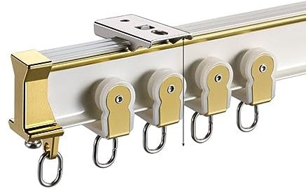 Flexible Biegsame Gebogene Vorhangschiene, Decken/Wandbefestigung, Raumteiler Vorhangstange, für L U Form/Buchtfenster/Dusche (Color : White Top Mount, Size : 2m/6.5ft)